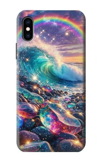 S4084 虹色ファンタジー波 Rainbow Ocean Wave Fantasy iPhone X, iPhone XS バックケース、フリップケース・カバー