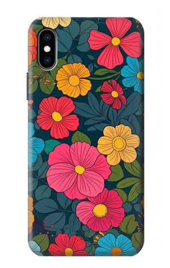 S4105 カラフル花柄 Vibrant Colorful Floral Pattern iPhone X, iPhone XS バックケース、フリップケース・カバー