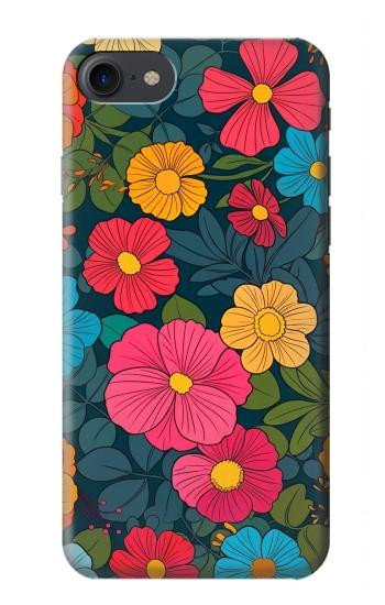 S4105 カラフル花柄 Vibrant Colorful Floral Pattern iPhone 7, iPhone 8, iPhone SE (2020) (2022) バックケース、フリップケース・カバー