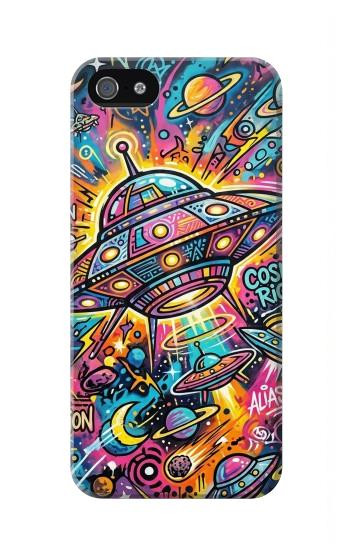 S4085 宇宙船サイケアート Cosmic Spaceship Psychedelic Art iPhone 5 5S SE バックケース、フリップケース・カバー