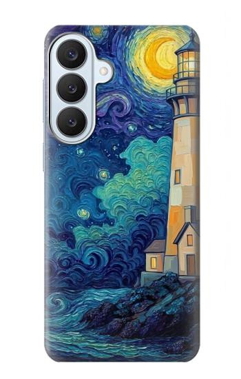 S4092 月夜の灯台風景 Moonlit Lighthouse Coastal Painting Samsung Galaxy S26 Plus バックケース、フリップケース・カバー