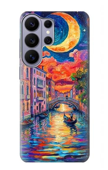 S4083 月夜のベネチア風景 Colorful Painting Moonlit Venice City Samsung Galaxy S26 Ultra バックケース、フリップケース・カバー