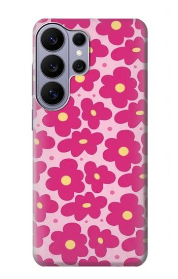 S4097 ピンク花柄 Pink Floral Seamless Pattern Design Samsung Galaxy S26 Ultra バックケース、フリップケース・カバー