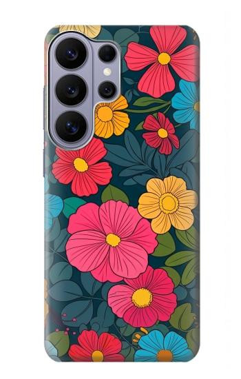 S4105 カラフル花柄 Vibrant Colorful Floral Pattern Samsung Galaxy S26 Ultra バックケース、フリップケース・カバー