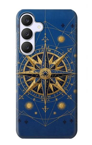 S4086 マリンコンパス柄 Nautical Compass Maritime Design Samsung Galaxy S25 FE バックケース、フリップケース・カバー