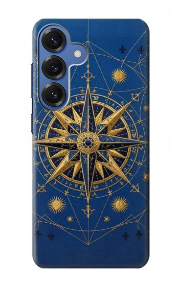 S4086 マリンコンパス柄 Nautical Compass Maritime Design Samsung Galaxy S25 バックケース、フリップケース・カバー
