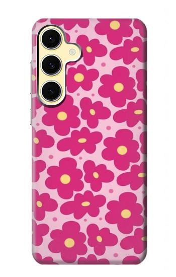 S4097 ピンク花柄 Pink Floral Seamless Pattern Design Samsung Galaxy S24 FE バックケース、フリップケース・カバー