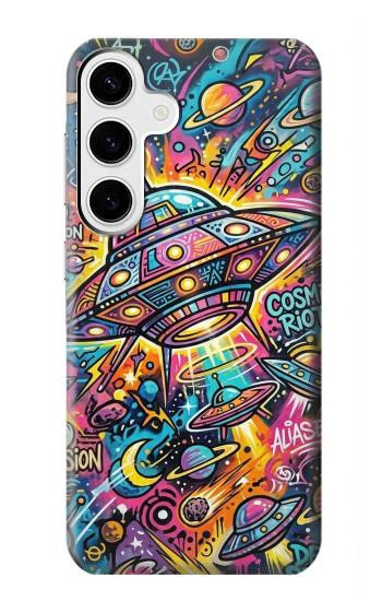 S4085 宇宙船サイケアート Cosmic Spaceship Psychedelic Art Samsung Galaxy S24 Plus バックケース、フリップケース・カバー