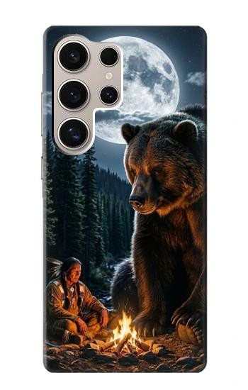 S4095 森のクマ幻想画 Majestic Bear Indian Wilderness Art Samsung Galaxy S24 Ultra バックケース、フリップケース・カバー