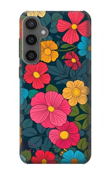 S4105 カラフル花柄 Vibrant Colorful Floral Pattern Samsung Galaxy S23 FE バックケース、フリップケース・カバー