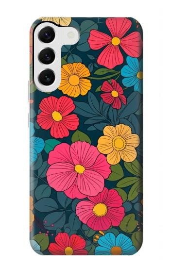 S4105 カラフル花柄 Vibrant Colorful Floral Pattern Samsung Galaxy S23 Plus バックケース、フリップケース・カバー