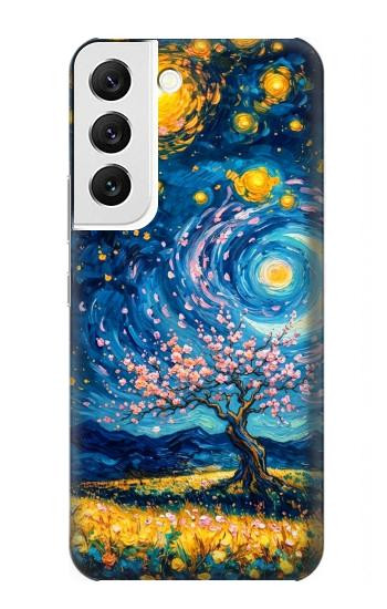 S4081 幻想銀河夜空アート Dreamy Spiral Galaxy Night Sky Art Samsung Galaxy S22 バックケース、フリップケース・カバー
