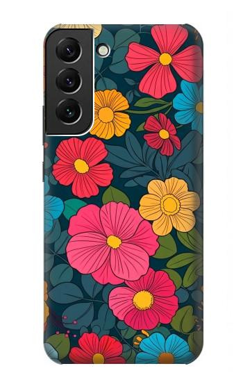 S4105 カラフル花柄 Vibrant Colorful Floral Pattern Samsung Galaxy S22 Plus バックケース、フリップケース・カバー