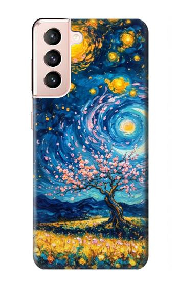 S4081 幻想銀河夜空アート Dreamy Spiral Galaxy Night Sky Art Samsung Galaxy S21 5G バックケース、フリップケース・カバー