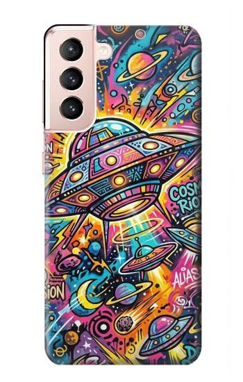 S4085 宇宙船サイケアート Cosmic Spaceship Psychedelic Art Samsung Galaxy S21 5G バックケース、フリップケース・カバー