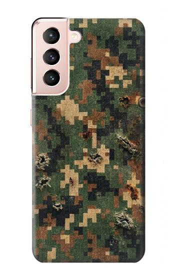 S4091 デジタル迷彩柄 Green Digital Camouflage Pattern Samsung Galaxy S21 5G バックケース、フリップケース・カバー