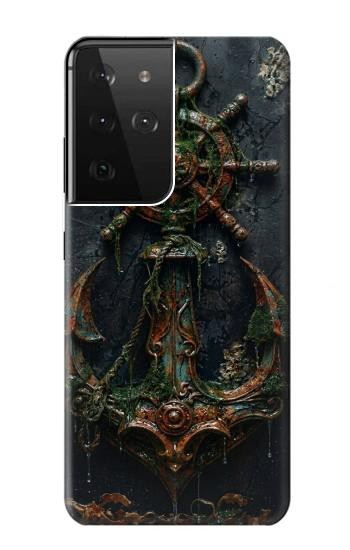 S4106 アンカーと舵輪アート Vintage Maritime Anchor Helm Art Samsung Galaxy S21 Ultra 5G バックケース、フリップケース・カバー