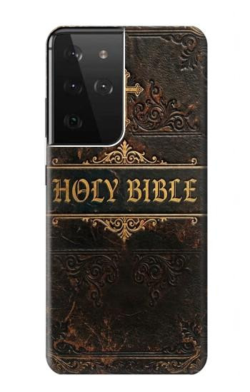 S4109 アンティーク聖書風表紙 Vintage Antique Bible Book Cover Art Samsung Galaxy S21 Ultra 5G バックケース、フリップケース・カバー