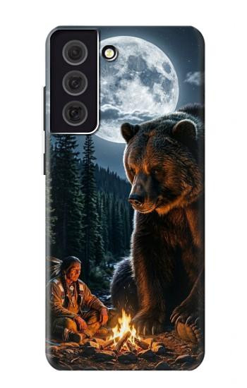 S4095 森のクマ幻想画 Majestic Bear Indian Wilderness Art Samsung Galaxy S21 FE 5G バックケース、フリップケース・カバー