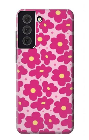 S4097 ピンク花柄 Pink Floral Seamless Pattern Design Samsung Galaxy S21 FE 5G バックケース、フリップケース・カバー