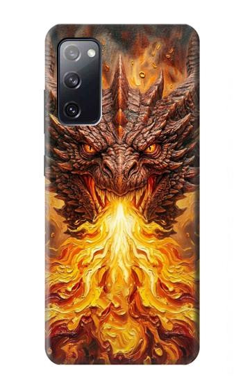 S4090 炎のドラゴンアート Epic Fire Dragon Fantasy Illustration Samsung Galaxy S20 FE バックケース、フリップケース・カバー