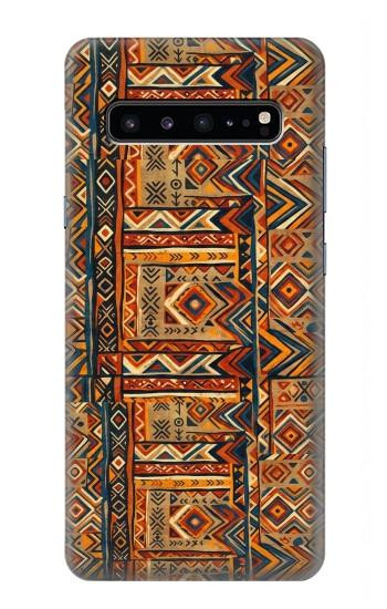 S4079 トライバル幾何学柄 Tribal Geometric Ethnic Pattern Samsung Galaxy S10 5G バックケース、フリップケース・カバー