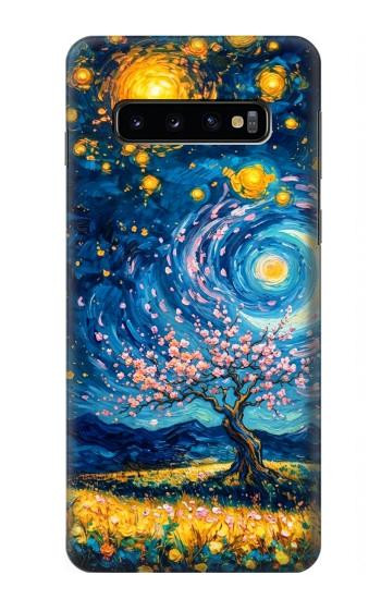 S4081 幻想銀河夜空アート Dreamy Spiral Galaxy Night Sky Art Samsung Galaxy S10 バックケース、フリップケース・カバー