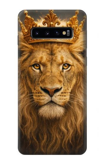 S4093 王冠ライオンアート Royal Lion Portrait Artwork Samsung Galaxy S10 バックケース、フリップケース・カバー