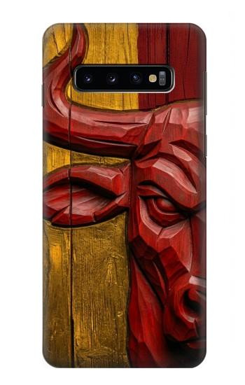 S4098 スペイン闘牛アート Span Bull Carved Artwork Samsung Galaxy S10 バックケース、フリップケース・カバー
