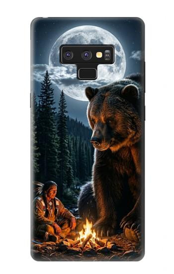S4095 森のクマ幻想画 Majestic Bear Indian Wilderness Art Note 9 Samsung Galaxy Note9 バックケース、フリップケース・カバー