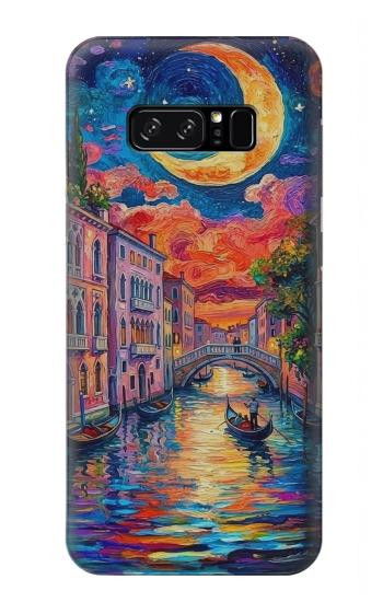 S4083 月夜のベネチア風景 Colorful Painting Moonlit Venice City Note 8 Samsung Galaxy Note8 バックケース、フリップケース・カバー