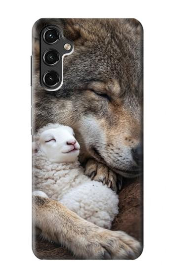 S4089 オオカミと子羊 Gentle Wolf And Lamb Friendship Art Samsung Galaxy A14 5G バックケース、フリップケース・カバー