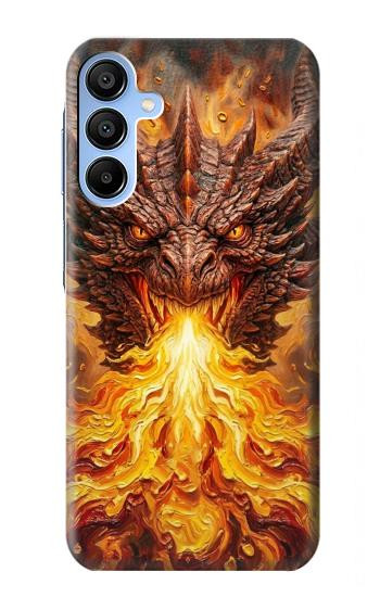 S4090 炎のドラゴンアート Epic Fire Dragon Fantasy Illustration Samsung Galaxy A15 5G バックケース、フリップケース・カバー