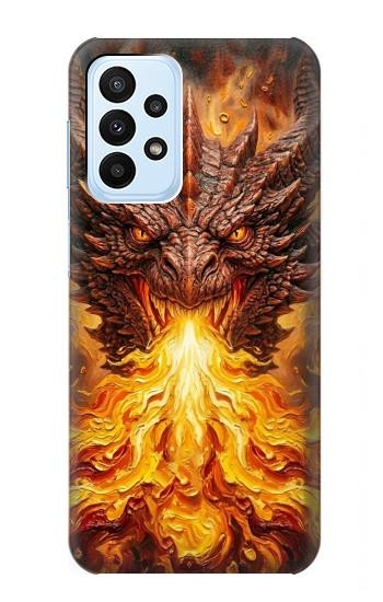 S4090 炎のドラゴンアート Epic Fire Dragon Fantasy Illustration Samsung Galaxy A23 バックケース、フリップケース・カバー