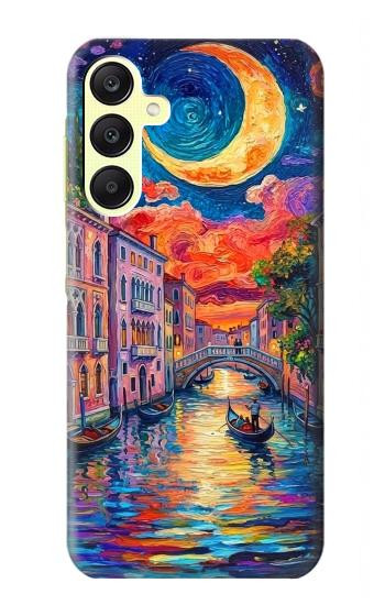 S4083 月夜のベネチア風景 Colorful Painting Moonlit Venice City Samsung Galaxy A25 5G バックケース、フリップケース・カバー