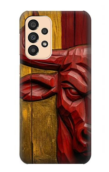 S4098 スペイン闘牛アート Span Bull Carved Artwork Samsung Galaxy A33 5G バックケース、フリップケース・カバー
