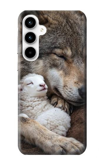 S4089 オオカミと子羊 Gentle Wolf And Lamb Friendship Art Samsung Galaxy A35 5G バックケース、フリップケース・カバー