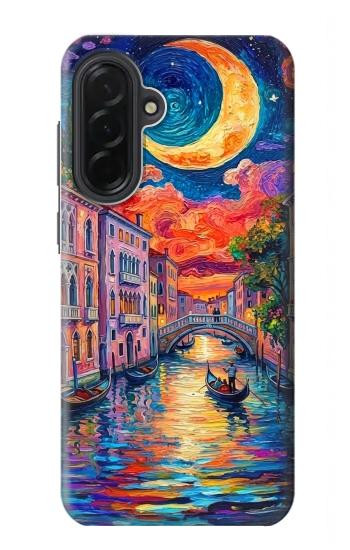 S4083 月夜のベネチア風景 Colorful Painting Moonlit Venice City Samsung Galaxy A36 バックケース、フリップケース・カバー
