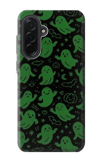 S4087 かわいいおばけ柄 Cute Green Ghost Cartoon Pattern Samsung Galaxy A36 バックケース、フリップケース・カバー