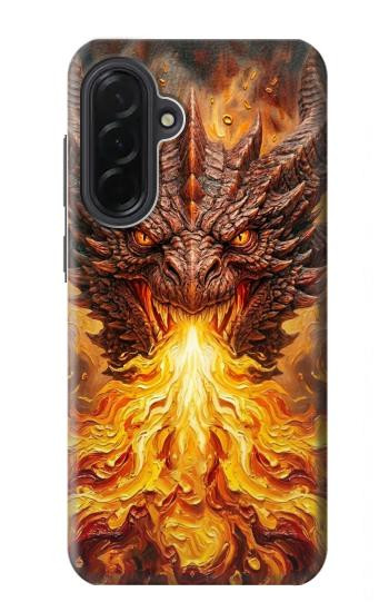 S4090 炎のドラゴンアート Epic Fire Dragon Fantasy Illustration Samsung Galaxy A36 バックケース、フリップケース・カバー