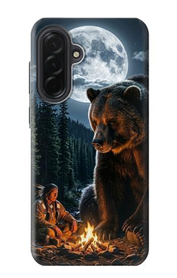 S4095 森のクマ幻想画 Majestic Bear Indian Wilderness Art Samsung Galaxy A36 バックケース、フリップケース・カバー