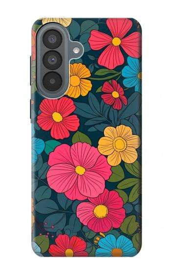 S4105 カラフル花柄 Vibrant Colorful Floral Pattern Samsung Galaxy A37 バックケース、フリップケース・カバー