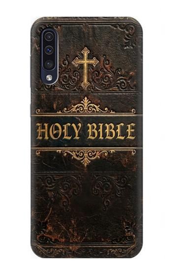 S4109 アンティーク聖書風表紙 Vintage Antique Bible Book Cover Art Samsung Galaxy A50 バックケース、フリップケース・カバー