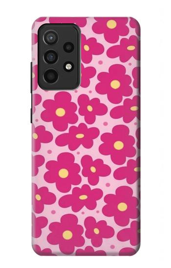 S4097 ピンク花柄 Pink Floral Seamless Pattern Design Samsung Galaxy A52, Galaxy A52 5G バックケース、フリップケース・カバー