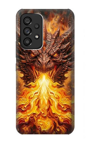 S4090 炎のドラゴンアート Epic Fire Dragon Fantasy Illustration Samsung Galaxy A53 5G バックケース、フリップケース・カバー