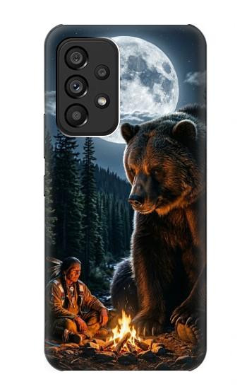 S4095 森のクマ幻想画 Majestic Bear Indian Wilderness Art Samsung Galaxy A53 5G バックケース、フリップケース・カバー