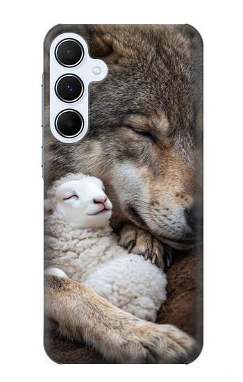 S4089 オオカミと子羊 Gentle Wolf And Lamb Friendship Art Samsung Galaxy A55 5G バックケース、フリップケース・カバー