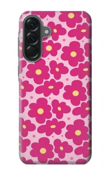 S4097 ピンク花柄 Pink Floral Seamless Pattern Design Samsung Galaxy A56 バックケース、フリップケース・カバー