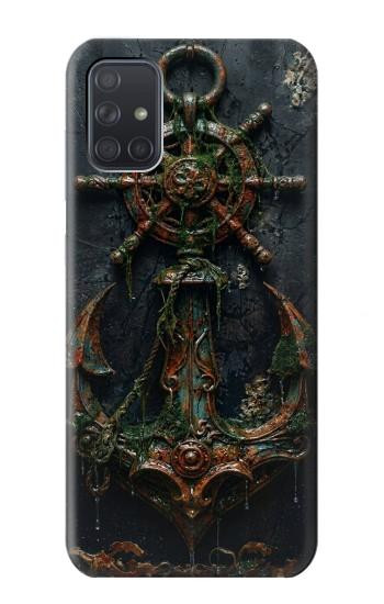 S4106 アンカーと舵輪アート Vintage Maritime Anchor Helm Art Samsung Galaxy A71 5G バックケース、フリップケース・カバー