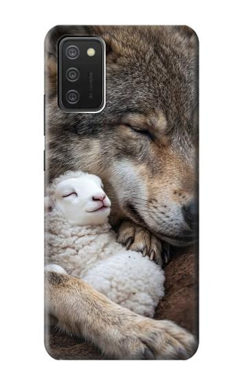 S4089 オオカミと子羊 Gentle Wolf And Lamb Friendship Art Samsung Galaxy A03S バックケース、フリップケース・カバー
